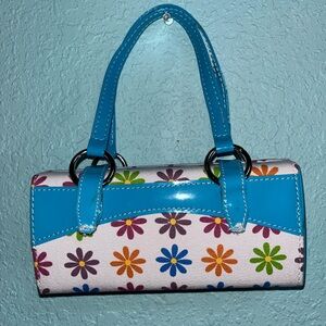 Y2K Blue Floral Print Women’s jewelry bag
